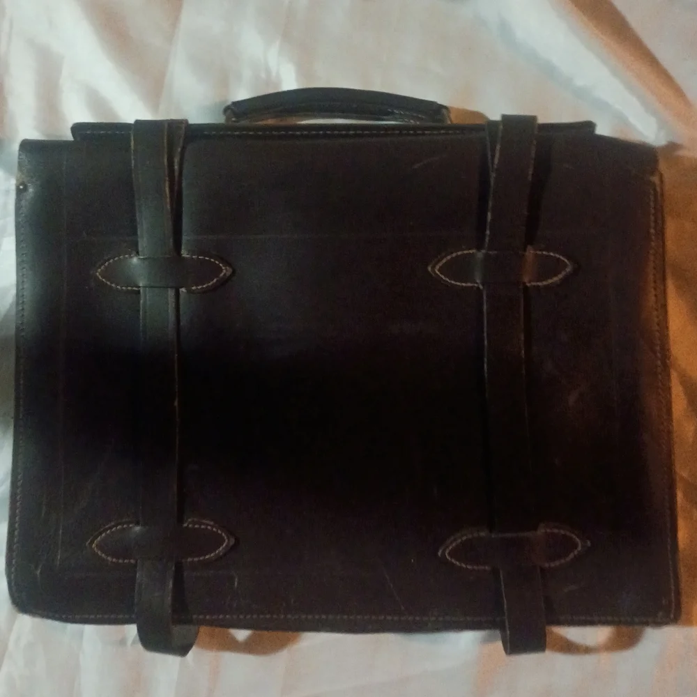 Vintage US Government Type VIII Leather Briefcase Navigation Document Bag Brass